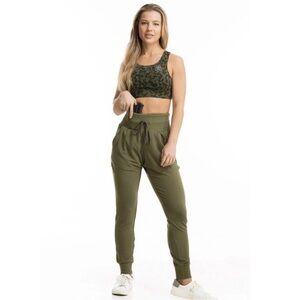 SPRINGFIELD ARMORY Pants Terry Lounge Green Drawstring Pockets